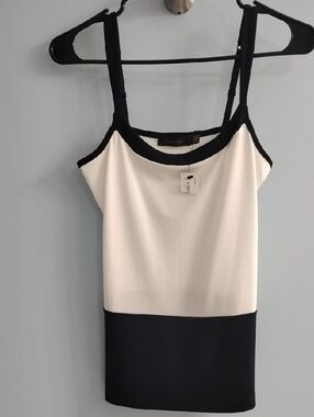 NWT The Limited White Tank with Navy Trim Adjustable Straps Size Small